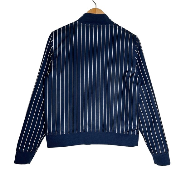 Fila | Women | Navy Blue Pinstripe Snap Button Baseball Track Jacket | Medium - Picture 2 of 9